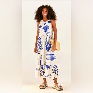 FARM RIO White Rainha Das Aguas T Shirt Dress